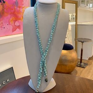 Blue chalcedony lariat style necklace